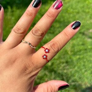 Red right ring adjustable fliers rhinestone